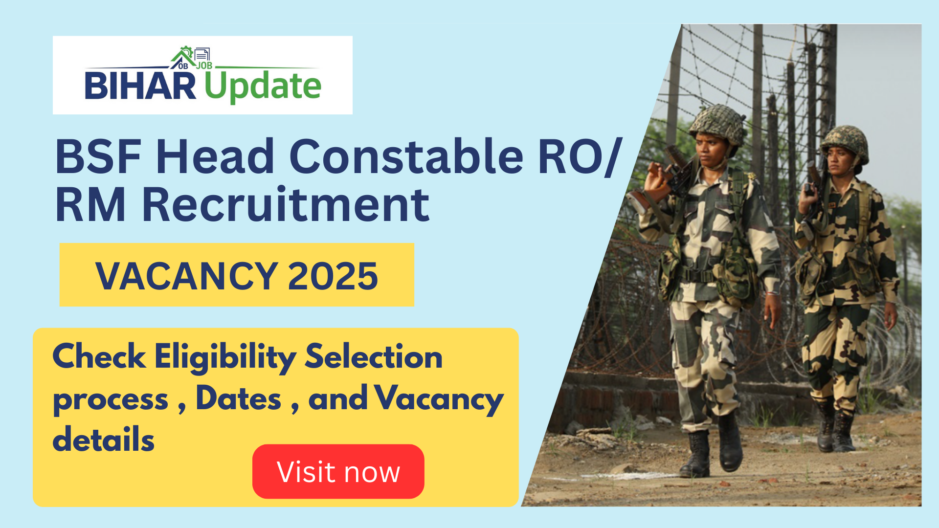 1121 Post of BSF Head Constable RO/RM Recruitment Online Form 2025