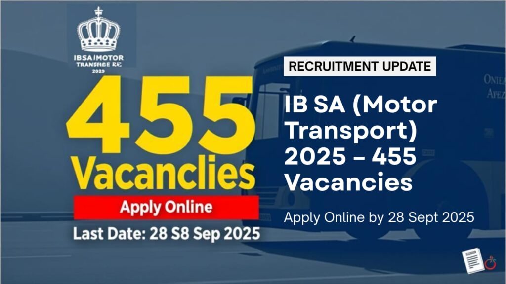 IB Security Assistant Motor Transport Online Form 2025 – Apply for 455 Vacancies