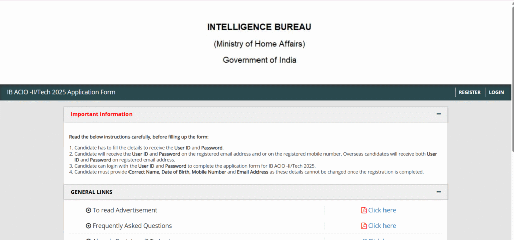 IB ACIO Tech Recruitment 2025