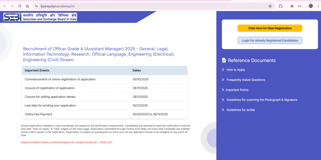 SEBI Assistant Manager Grade A Recruitment 2025 